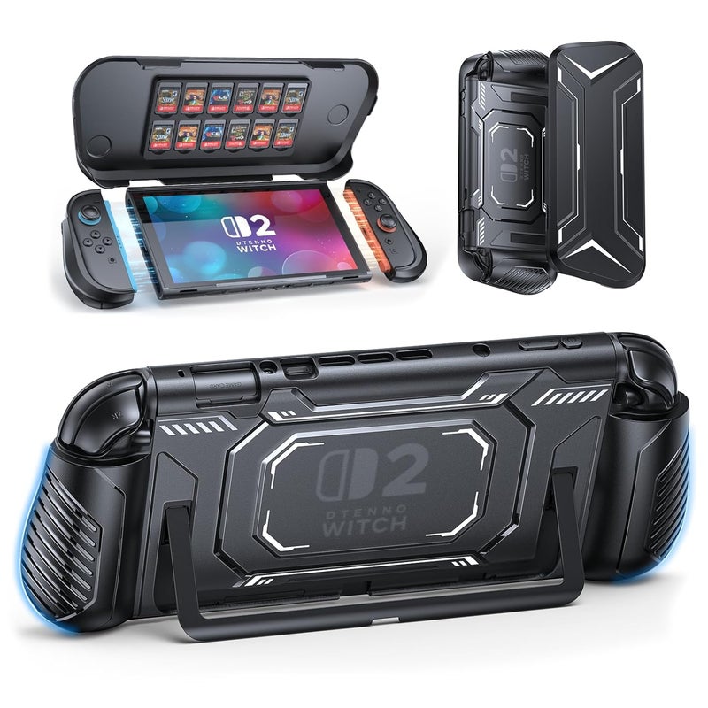 FASTSNAIL Switch 2 Protective Case, Switch 2 Cover with Dockable TPU Middle Frame, Non-Slip Ergonomic Grip for Joycon 2, Anti-Scratch PC Front Cover with 12 Game Card Slots for Switch2 Accessories - Image 1